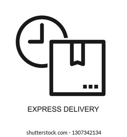 Express delivery icon. Concept of shipping. Stroke outline style. Line vector. Isolate on white background.