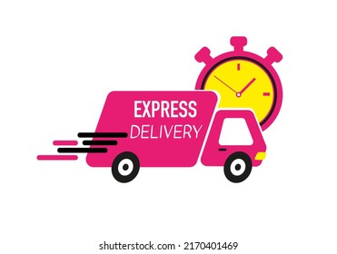 Express delivery icon concept. Truck with stop watch icon for service, order, fast, free and worldwide shipping. Modern design vector illustration.