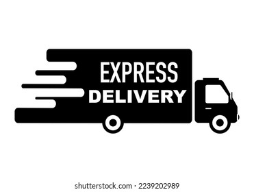 Express delivery icon concept. Truck icon for service, order, fast, free and worldwide shipping. Written Express Delivery. Modern design vector illustration.