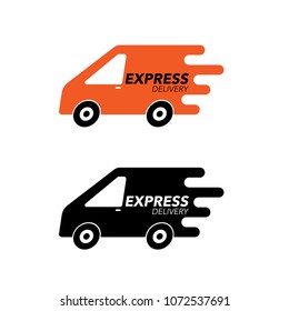 Express delivery icon concept. Van service, order, worldwide, fast and free shipping. Modern design vector illustration.