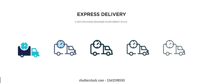 express delivery icon in different style vector illustration. two colored and black express delivery vector icons designed in filled, outline, line and stroke style can be used for web, mobile, ui