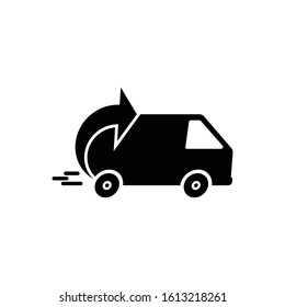 Express delivery icon. Fast shipping with truck timer with inscription on white background. Flat vector illustration EPS10