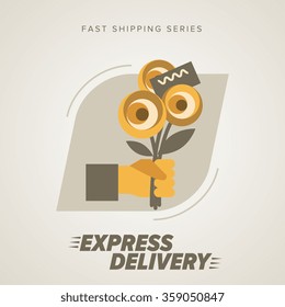 Express Delivery Icon, Flowers Delivery. 