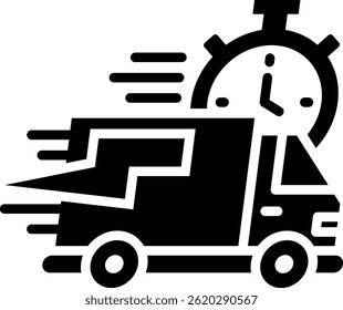 Ilustración vectorial de glifo de icono de entrega urgente