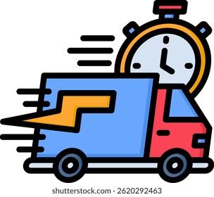 Express Delivery Icon Lineal Color Vector Illustration
