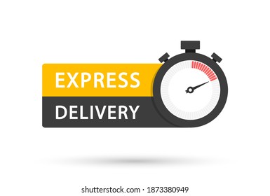 Express delivery icon. Express delivery logo concept for apps and website. Template design for service, order, fast, free and worldwide shipping. Timer with template, vector illustration