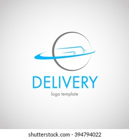Express delivery icon, logo template. Fast delivery car with globe. Vector illustration. EPS 10