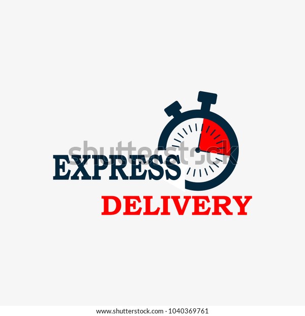 Express delivery\
icon. Timer and express delivery inscription on light background.\
Fast delivery, express and urgent shipping, services, chronometer\
sign. vector\
illustration