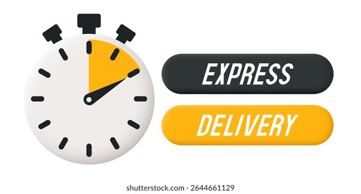 Ícone de entrega expressa. Clipart 3d vetorial isolado no plano de fundo cinza.