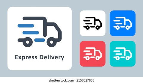 Icono de entrega rápida - ilustración vectorial. exprés, rápido, entrega, envío, correo, paquete, transporte, transporte, logística, línea, contorno, plano, iconos.