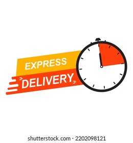 Express delivery icons for apps and websites. Shipping concept, Sticker, express shipping label. Timer and express delivery inscription. Vector illustration.