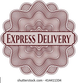 Express Delivery inside money style emblem or rosette