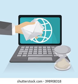 Express delivery and laptop design , vector illustration