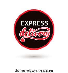 Express Delivery lettering badge. Vector illustration.
