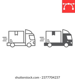 Express delivery line and glyph icon, logistic and truck shipping, fast delivery vector icon, vector graphics, editable stroke solid sign, eps 10.