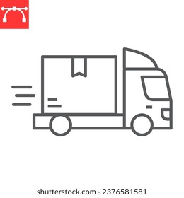 Icono de línea de entrega rápida, envío logístico y de camiones, icono de vector de entrega rápida, gráficos vectoriales, signo de contorno de trazo editable, eps 10.