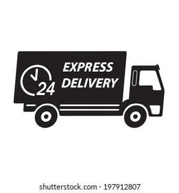 Express delivery or logistic icon or sign. 24 hours shipping truck. Vector. 