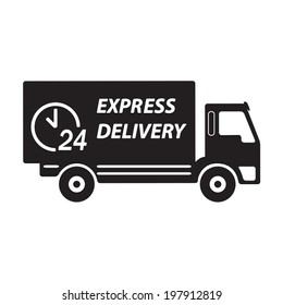 Express delivery or logistic icon or sign. 24 hours shipping truck. Vector. 