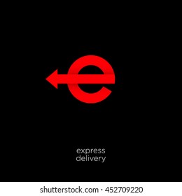 Express Delivery Logo. E Monogram With Arrow. 