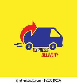 Express delivery Logo. Fast shipping with truck timer with inscription on white background. Flat vector illustration EPS10