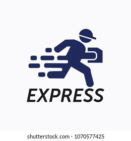 express delivery logo icon vector template with fast running man