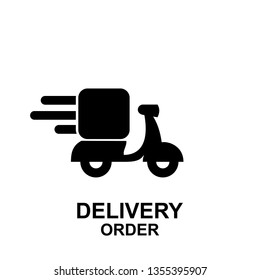 express delivery logo icon vector template with scooter bike box