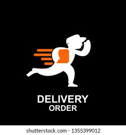 express delivery logo icon vector template with fast running man