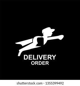 express delivery logo icon vector template concept with fast flying man