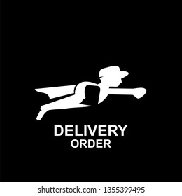 express delivery logo icon vector template concept with fast flying man