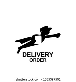 express delivery logo icon vector template concept with fast flying man