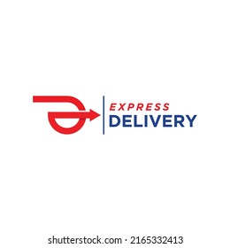Express delivery logo, letter D, and arrow combination, Flat style Logo Design Template, vector illustration
