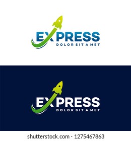Express Delivery Logo with Rocket symbol, Fast Forward Express logo designs vector