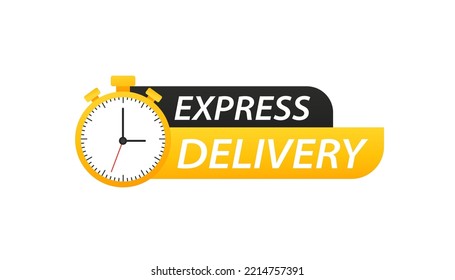 Express Delivery Logo. Timer Icon With Inscription For Express Service. Delivery Concept. Fast Delivery. Quick Shipping Icon. Vector Illustration