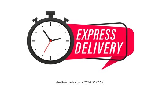 Logo de entrega rápida. Icono de temporizador con inscripción para servicio expreso. Concepto de entrega. Entrega rápida. Icono de envío rápido. Ilustración del vector