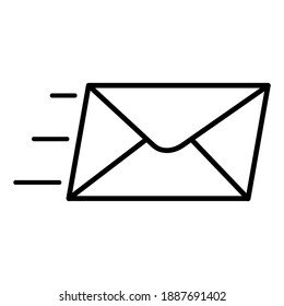 Express delivery mail icon. Pictogram for web site. Outline stroke simple icon. Speed delivery illustration.