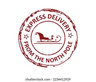 Express delivery from the north pole grunge rubber stamp design with white background