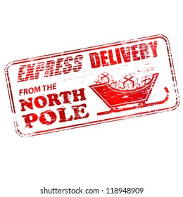 Express Delivery From The North Pole Rubber Stamp Vector Illustration