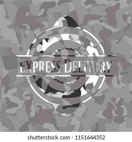 Express Delivery on grey camouflage texture