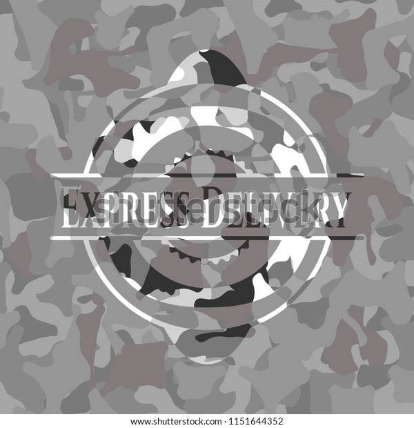 Express Delivery on\
grey camouflage\
texture