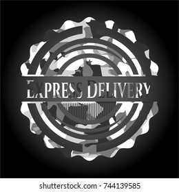 Express Delivery on grey camouflaged texture