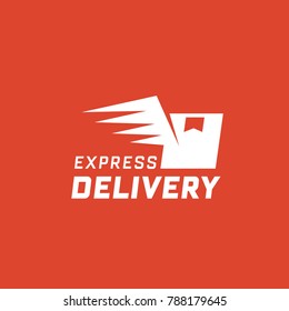 Express delivery on red background. Delivery label for online shopping. Worldwide shipping. Vector illustration