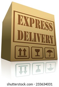 express delivery package shipping from online web shop order cardboard box with text 