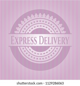 Express Delivery realistic pink emblem