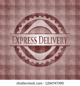 Express Delivery red badge with geometric pattern. Seamless.
