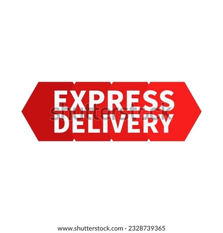 Express Delivery In Red Color Hexagonal Rectangle Shape For Promotion Sale
