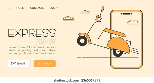 Express delivery ride motorcycle icon banner