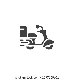 Icono de vector de scooter de entrega rápida. signo plano relleno para concepto móvil y diseño web. Icono de glifo de servicio de entrega rápida. Símbolo, ilustración del logotipo. Gráficos vectoriales
