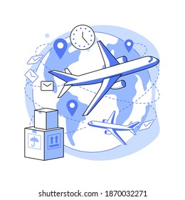 Express delivery service abstract concept vector illustration. Air freight logistics, global postal mail, package delivery, fast shipping order, tracking number, post office abstract metaphor.