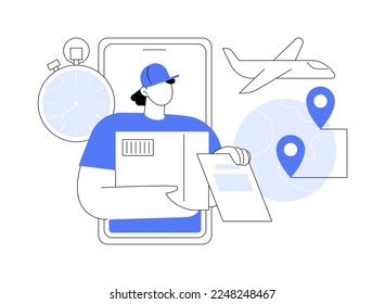 Express delivery service abstract concept vector illustration. Air freight logistics, global postal mail, package delivery, fast shipping order, tracking number, post office abstract metaphor.