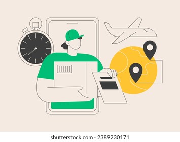 Express delivery service abstract concept vector illustration. Air freight logistics, global postal mail, package delivery, fast shipping order, tracking number, post office abstract metaphor.